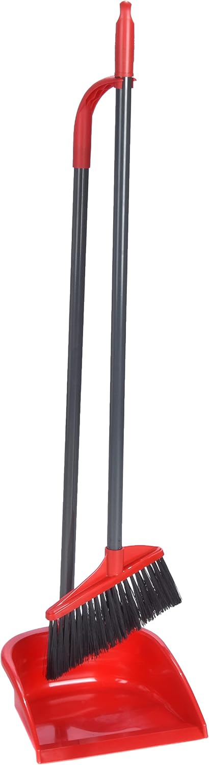 Vileda Long Handle Dustpan & Broom Set – 80 cm Ergonomic Dustpan, Rubber Lip, Comfortable Sweeping Without Bending – Ideal for Kitchen, Hallway & Balcony – Broom and Dustpan Set