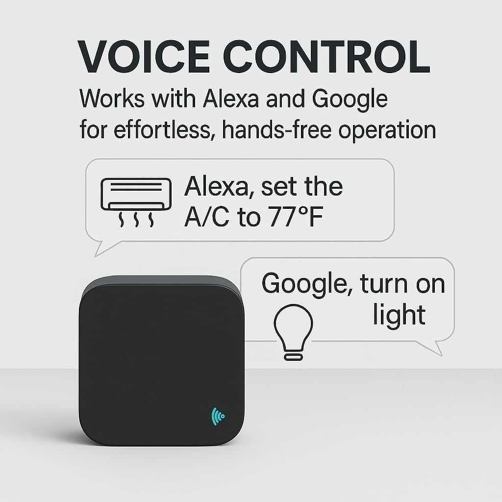 Wi-Fi Universal IR/RF Remote Hub 433.92 MHz, Smart Life Tuya App Remote Control Hub, Works with Alexa Google 2.4 GHz Wi-Fi, USB-C Powered Smart Home Center for TV AC and Blinds