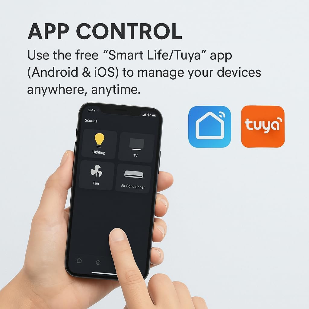 Wi-Fi Universal IR/RF Remote Hub 433.92 MHz, Smart Life Tuya App Remote Control Hub, Works with Alexa Google 2.4 GHz Wi-Fi, USB-C Powered Smart Home Center for TV AC and Blinds