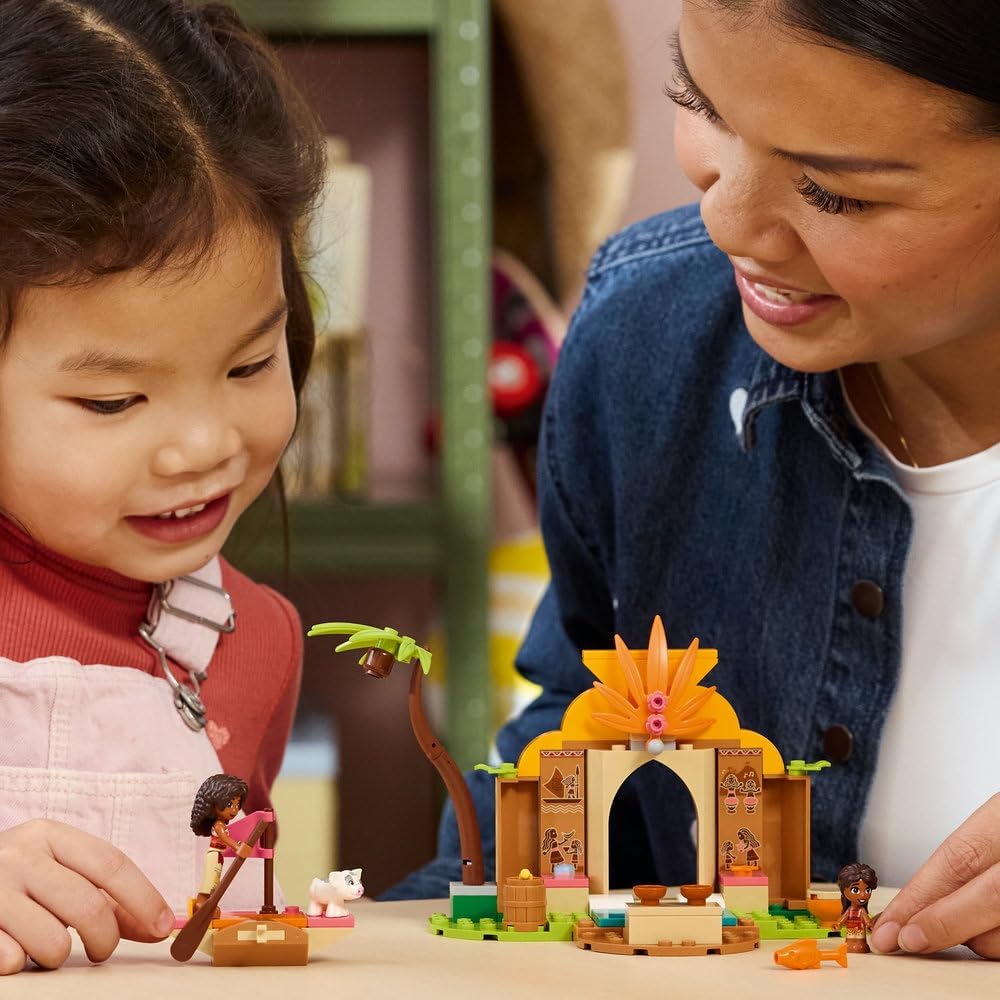 LEGO Disney Village House & Boat 43282 | Building Toy, 2 Mini Dolls & Pua Animal Figure, Play Set, Gift for 4+ Year Old Girls & Boys, 85 Pieces