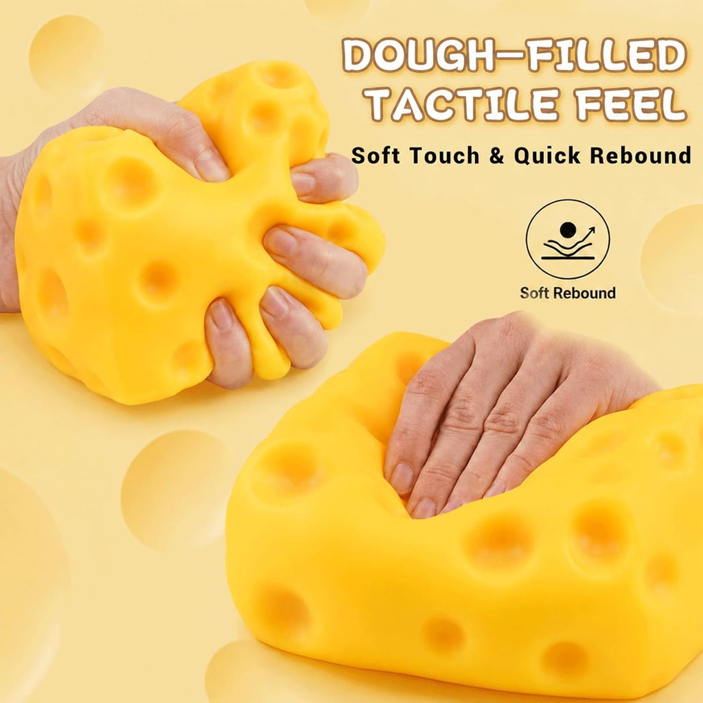 Big Cheese Squishy Cheese Stress Ball, Big Fidgets Sensory for Adults, Simulation Cheese, Food Shape for Anxiety Relief