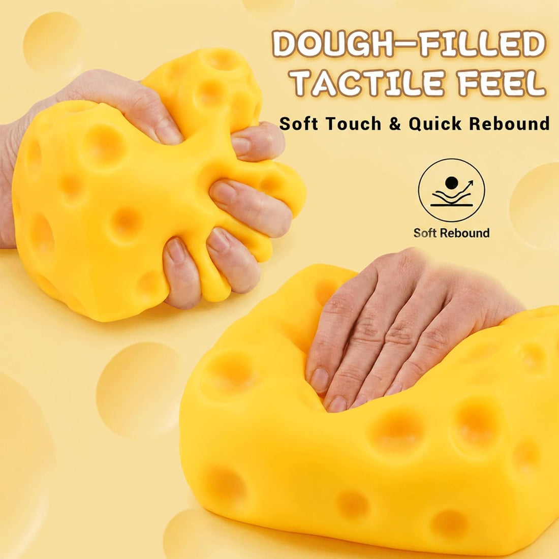 Big Cheese Squishy Cheese Stress Ball, Big Fidgets Sensory for Adults, Simulation Cheese, Food Shape for Anxiety Relief