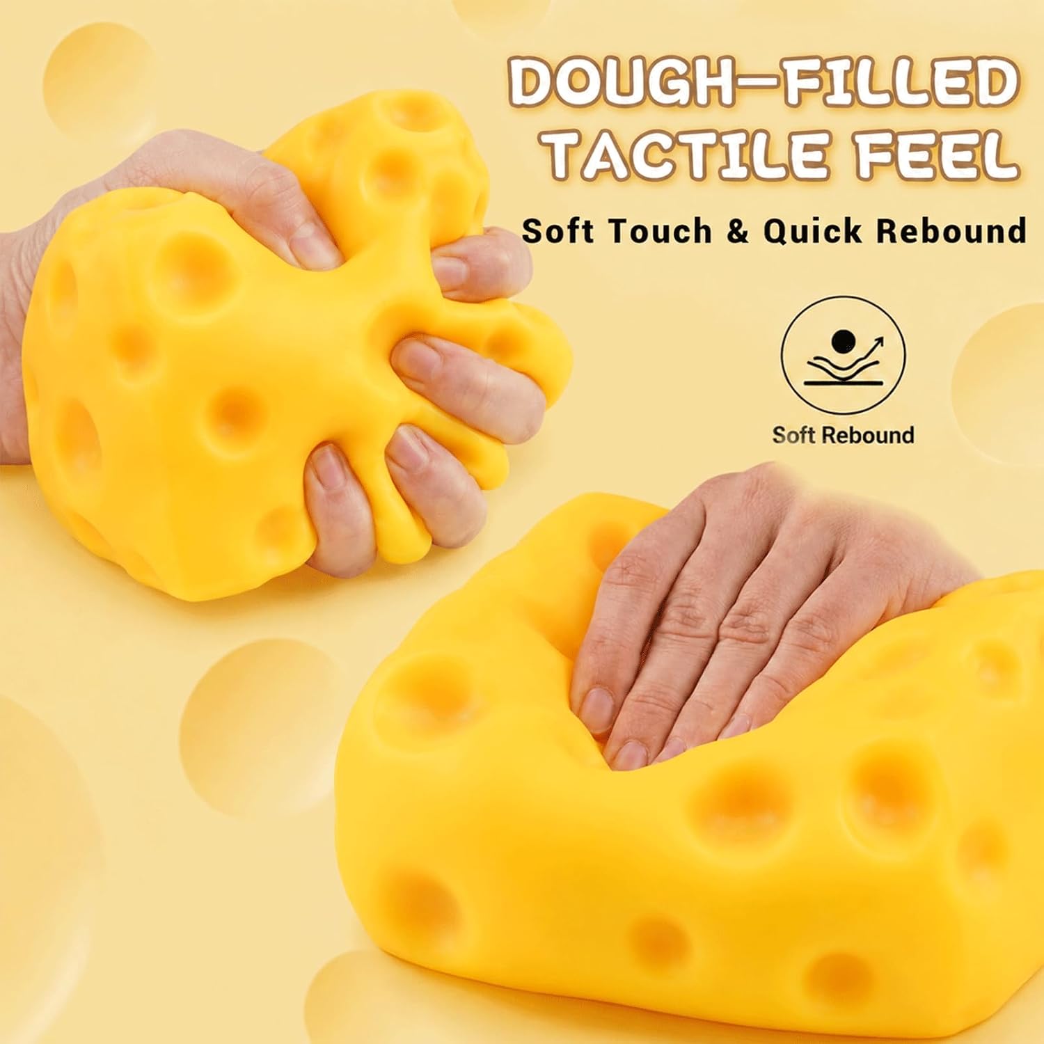 Big Cheese Squishy Cheese Stress Ball, Big Fidgets Sensory for Adults, Simulation Cheese, Food Shape for Anxiety Relief