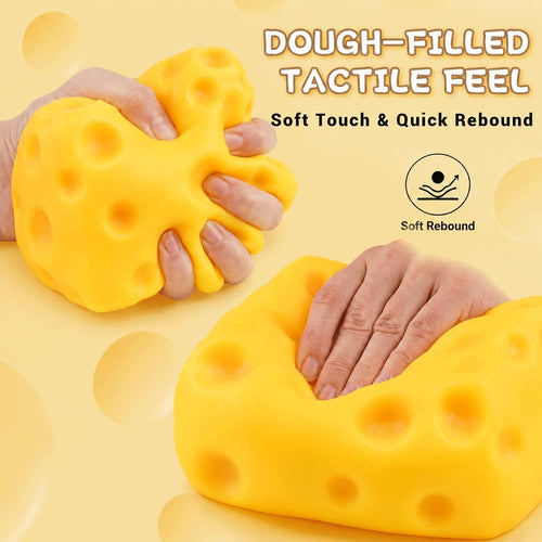 Big Cheese Squishy Cheese Stress Ball, Big Fidgets Sensory for Adults, Simulation Cheese, Food Shape for Anxiety Relief