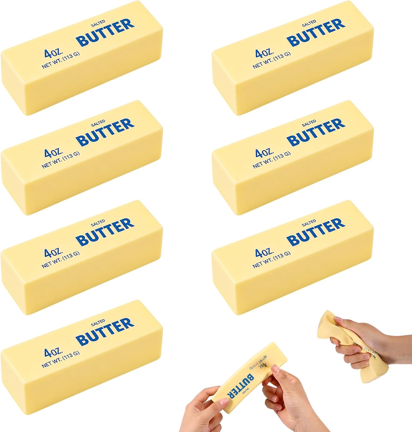 Lyreh Butter Squeeze Toy, Butter Stick Toys Slow Growth Relax PU Material for Office School Anxiety Relief and Decompression (Light Yellow)