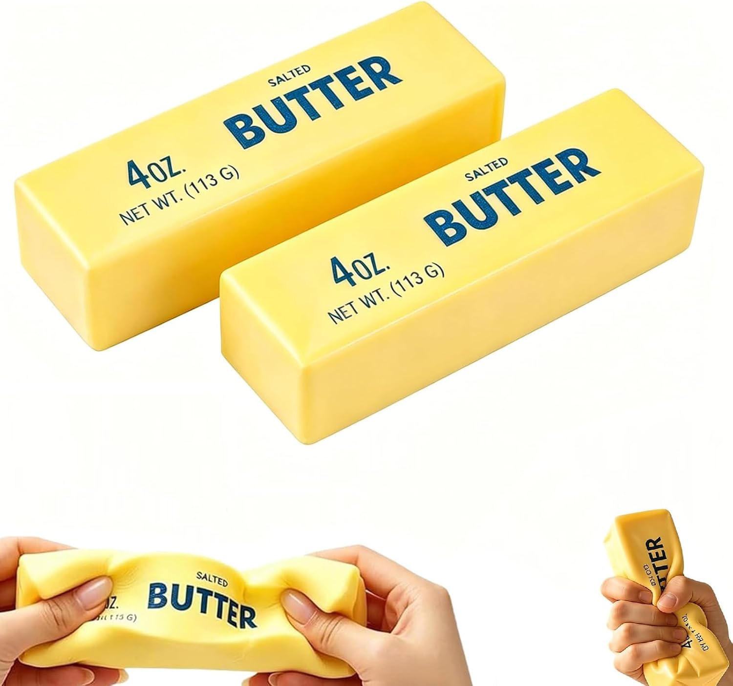 Butter Squishy, 2026 Newest Slow Rising Soft Squeeze Toy, Realistic Food Sensory Fidget Toy for Stress & Anxiety Relief, Desk Decor, Party Favors & Birthday Gifts, 2 Pack (Pink&Yellow)