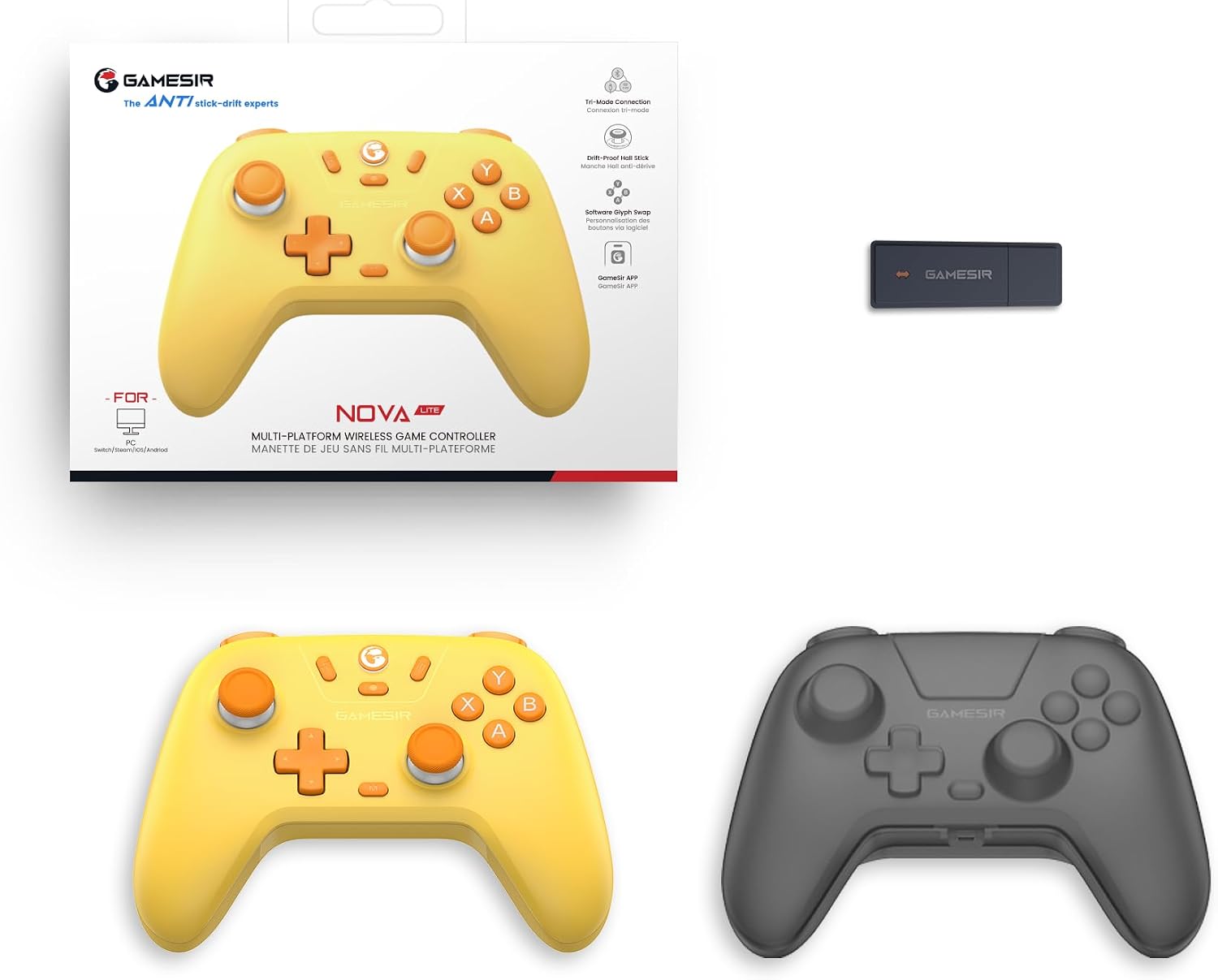 GameSir Nova Lite Wireless Controller – 2.4G & Bluetooth Gamepad for Windows PC, iPhone, Android, Switch & Steam Deck – Hall Effect Triggers, Turbo Function, Rumble Vibration (Black)