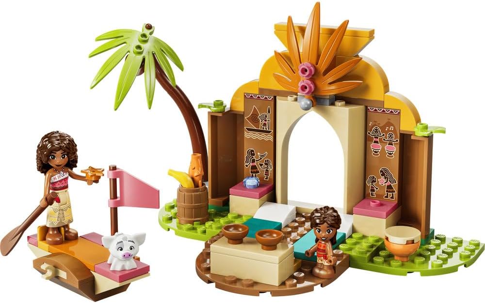 LEGO Disney Village House & Boat 43282 | Building Toy, 2 Mini Dolls & Pua Animal Figure, Play Set, Gift for 4+ Year Old Girls & Boys, 85 Pieces
