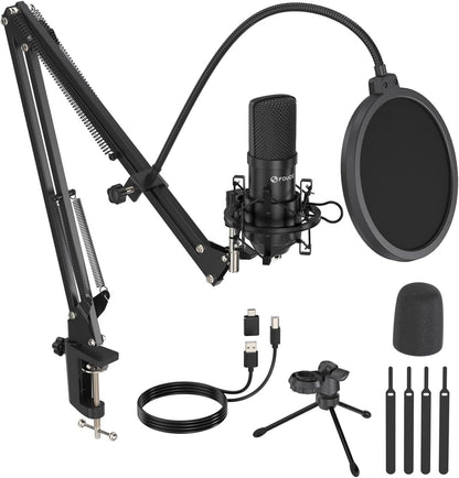 FDUCE Gaming USB Microphone for PC,RGB Condenser Computer Mic with Tripod Stand,Quick Mute,Gain Control,Cardioid Mic for Streaming, Podcast, Twitch, YouTube, PC, Computer, PS5, (M160)
