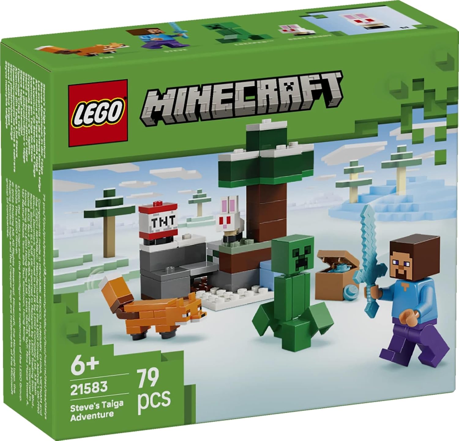 LEGO Minecraft Steve's Taiga Adventure 21583 | Building Toy, Steve Minifigure plus Creeper, Fox & Baby Bunny Figures, Gift for 6+ Year Old Boys & Girls, 79 Pieces