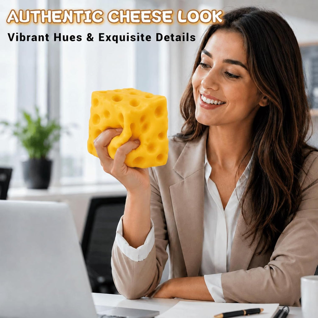 Big Cheese Squishy Cheese Stress Ball, Big Fidgets Sensory for Adults, Simulation Cheese, Food Shape for Anxiety Relief