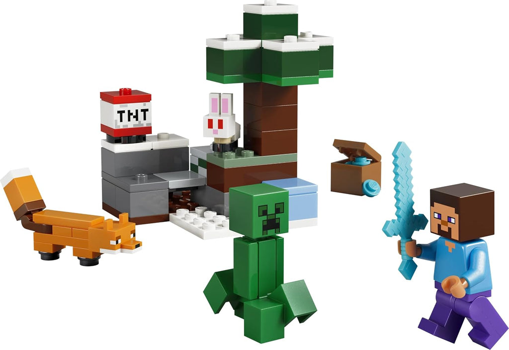 LEGO Minecraft Steve's Taiga Adventure 21583 | Building Toy, Steve Minifigure plus Creeper, Fox & Baby Bunny Figures, Gift for 6+ Year Old Boys & Girls, 79 Pieces