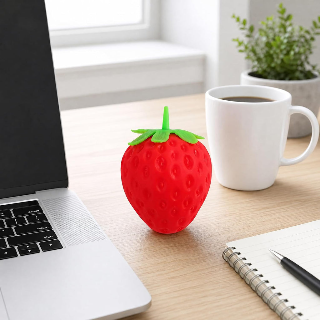 Realistic Strawberry Squeezable Toy, Slow Rise Fruit Ball for Adults, Party Favor Stress Relief & Pressure Release Toy