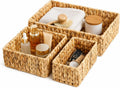 SKY-TOUCH Wicker Storage Baskets Set of 3, Handwoven Paper Rope Hanging Baskets, Large Medium Small Decorative Organizer Bins for Wall, Tabletop, Coffee Table, Cabinet, Shelf and Home Storage