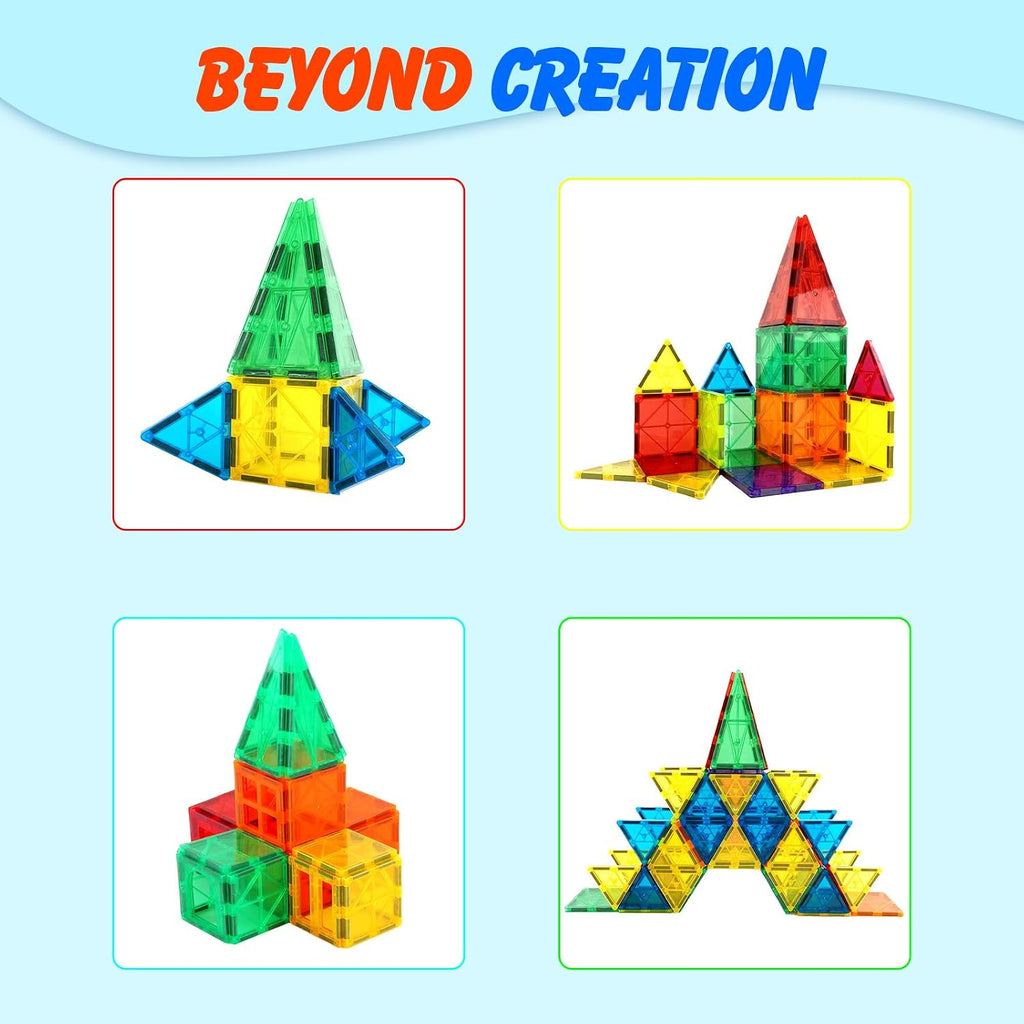 Gemmicc Magnetic Tiles Building Blocks, Magnet Toys for Kids, STEM Approved Educational Toys,3D Magnet Puzzles Stacking Blocks for Boys Girls,63 PCS Classic Set