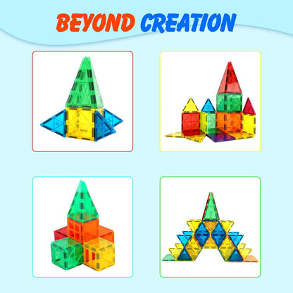 Gemmicc Magnetic Tiles Building Blocks, Magnet Toys for Kids, STEM Approved Educational Toys,3D Magnet Puzzles Stacking Blocks for Boys Girls,63 PCS Classic Set