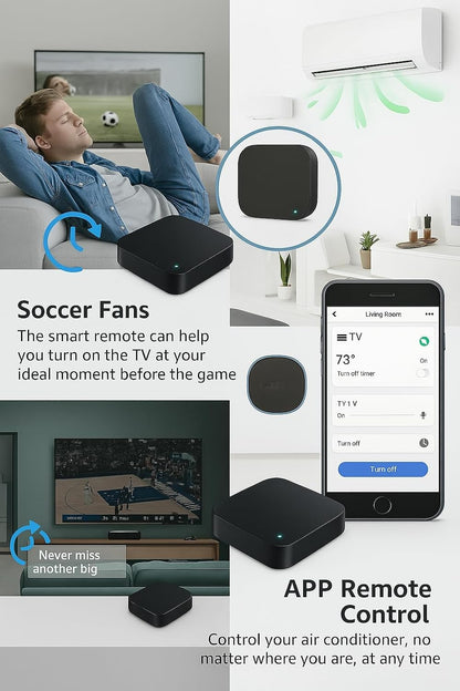 Wi-Fi Universal IR/RF Remote Hub 433.92 MHz, Smart Life Tuya App Remote Control Hub, Works with Alexa Google 2.4 GHz Wi-Fi, USB-C Powered Smart Home Center for TV AC and Blinds