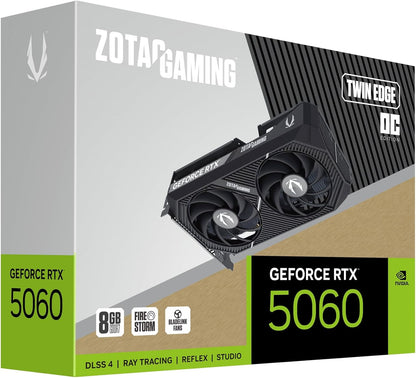 ZOTAC Gaming GeForce RTX 5060 Twin Edge OC DLSS 4 8GB GDDR7 128-bit 28 Gbps PCIE 5.0 Gaming Graphics Card, SFF-Ready Compact Card, ZT-B50600H-10M