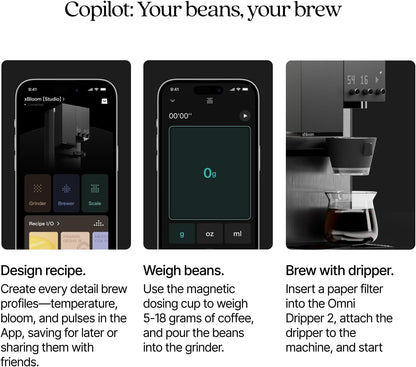 xBloom Studio - The Ultimate Coffee Machine - Drip Coffee Maker with Built-in Grinder, Scale, and 3 Levels of Automation, Sage Green
