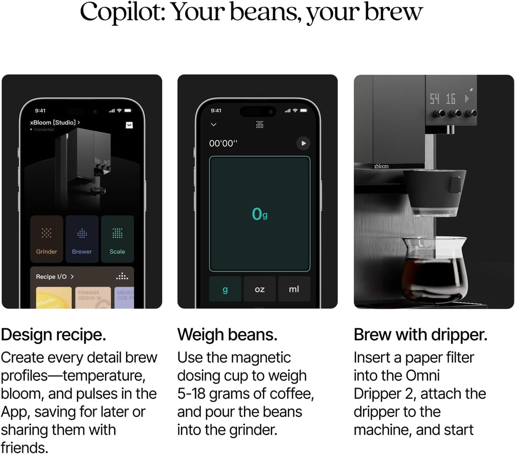 xBloom Studio - The Ultimate Coffee Machine - Drip Coffee Maker with Built-in Grinder, Scale, and 3 Levels of Automation, Sage Green