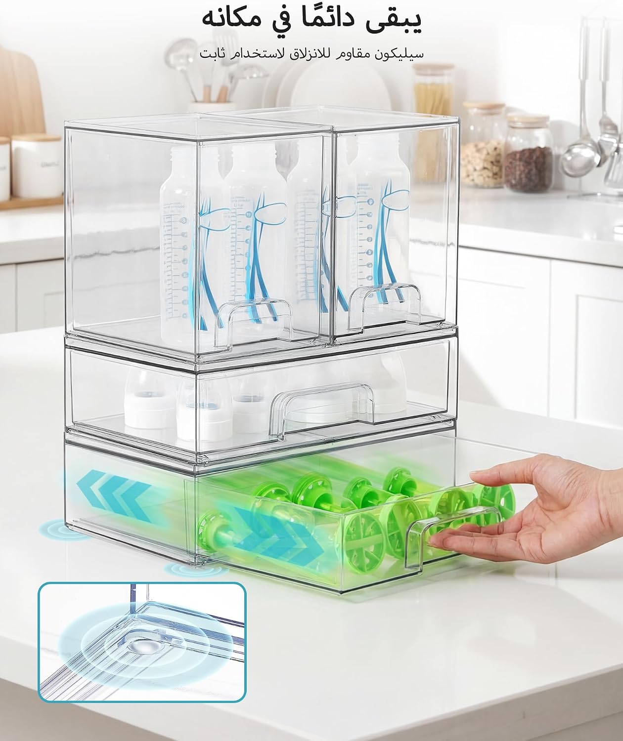 Vtopmart 2 Pack Small Clear Stackable Storage Drawers Organizer,11.2cm Tall | Acrylic Desk Organizer, Plastic Storage Boxes for Vanity, Bathroom, Kitchen Cabinets, Pantry, Offices, Under sink