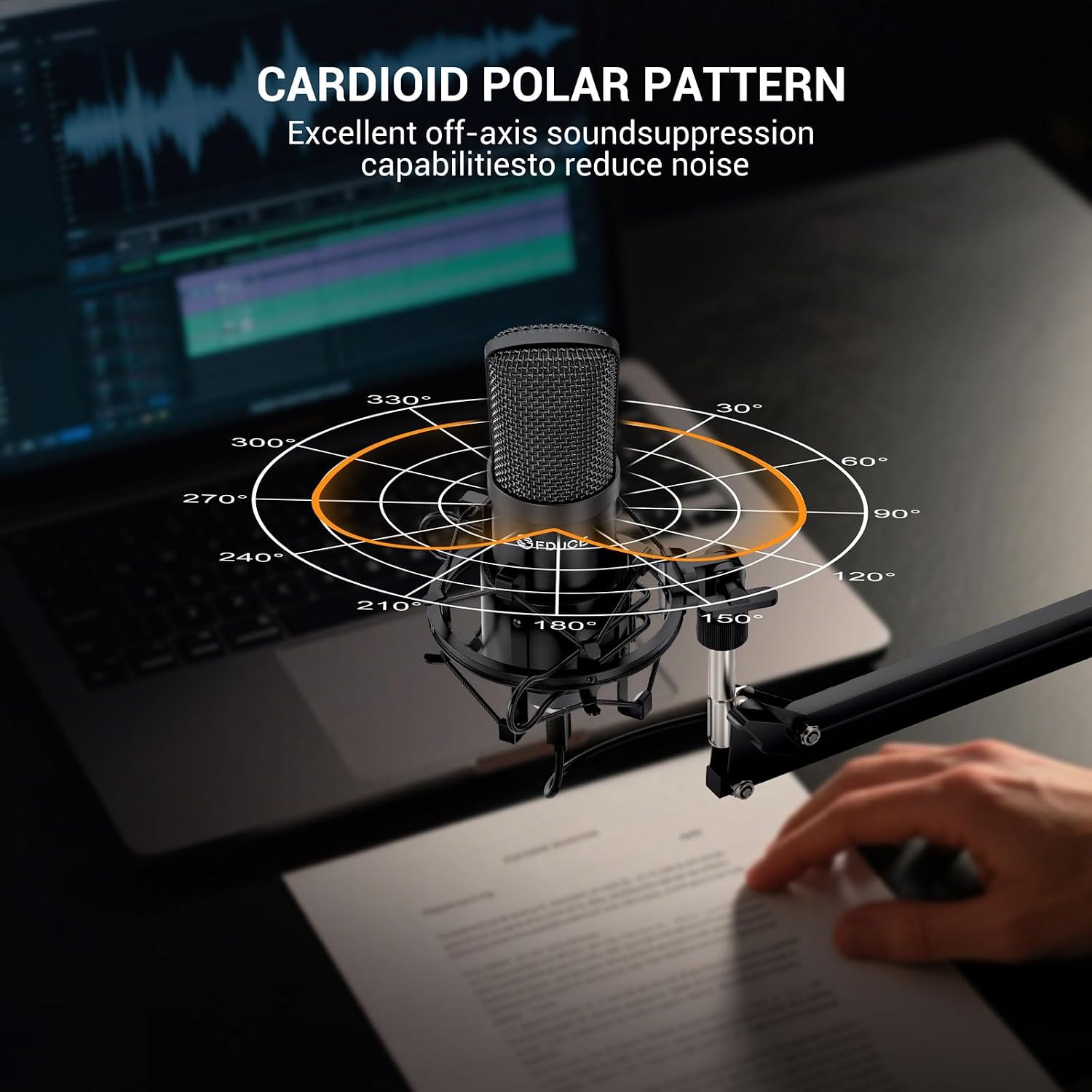 FDUCE Gaming USB Microphone for PC,RGB Condenser Computer Mic with Tripod Stand,Quick Mute,Gain Control,Cardioid Mic for Streaming, Podcast, Twitch, YouTube, PC, Computer, PS5, (M160)