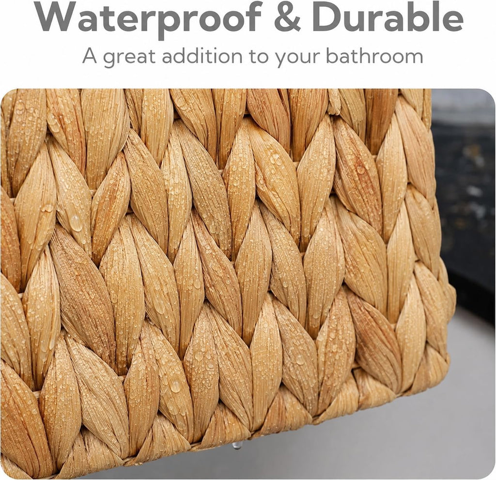 SKY-TOUCH Wicker Storage Baskets Set of 3, Handwoven Paper Rope Hanging Baskets, Large Medium Small Decorative Organizer Bins for Wall, Tabletop, Coffee Table, Cabinet, Shelf and Home Storage