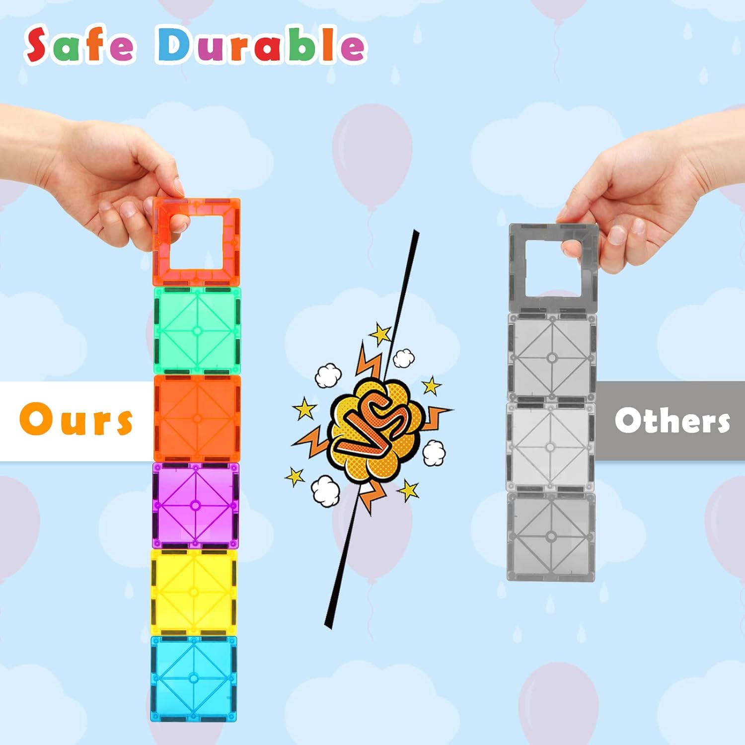 Gemmicc Magnetic Tiles Building Blocks, Magnet Toys for Kids, STEM Approved Educational Toys,3D Magnet Puzzles Stacking Blocks for Boys Girls,63 PCS Classic Set