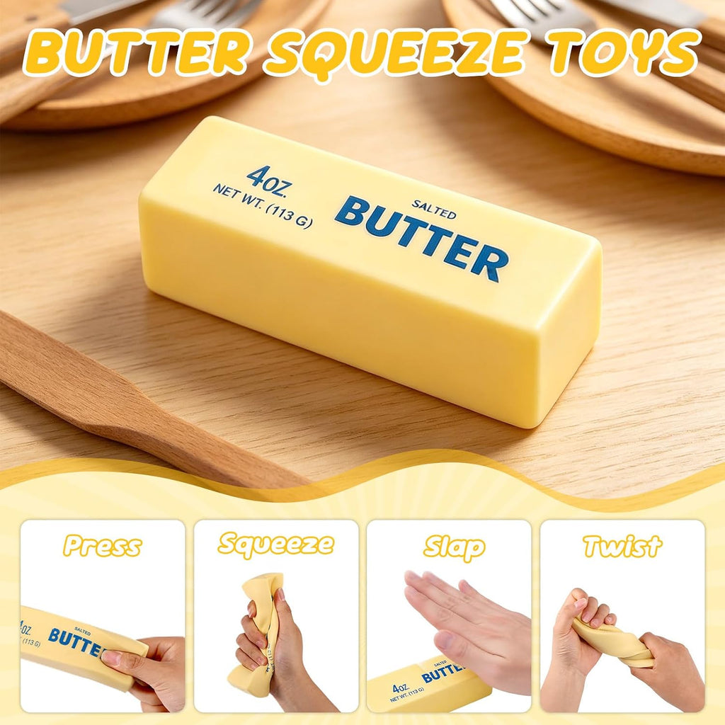 Lyreh Butter Squeeze Toy, Butter Stick Toys Slow Growth Relax PU Material for Office School Anxiety Relief and Decompression (Light Yellow)
