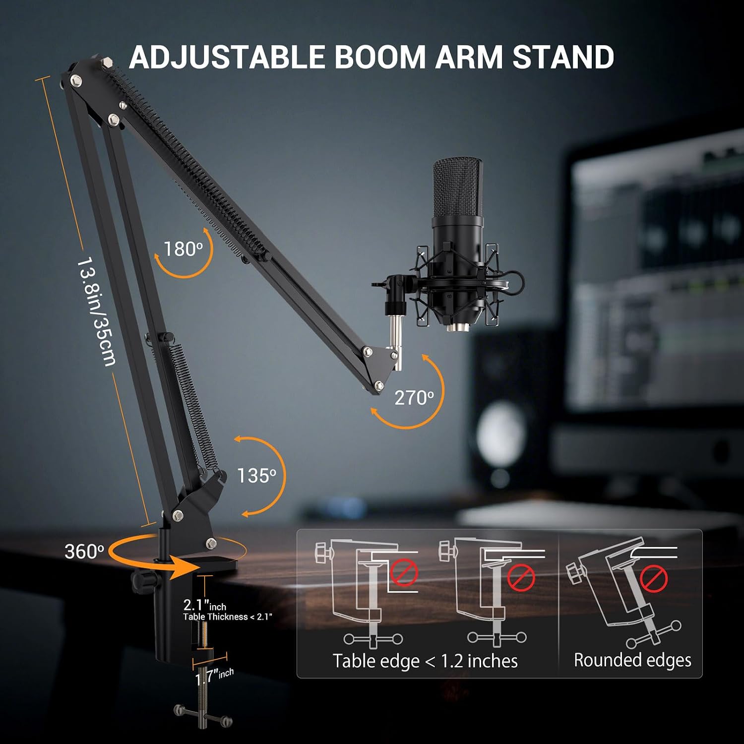 FDUCE Gaming USB Microphone for PC,RGB Condenser Computer Mic with Tripod Stand,Quick Mute,Gain Control,Cardioid Mic for Streaming, Podcast, Twitch, YouTube, PC, Computer, PS5, (M160)
