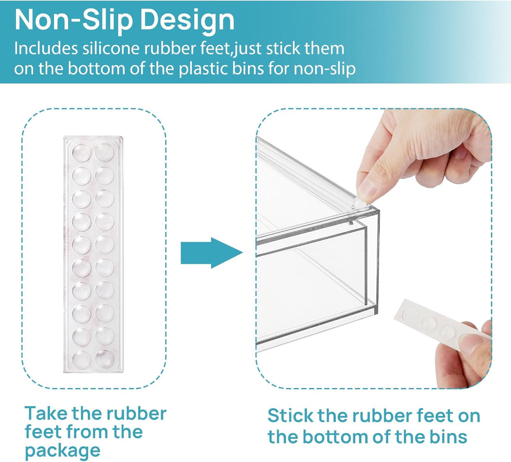 Vtopmart 2 Pack Small Clear Stackable Storage Drawers Organizer,11.2cm Tall | Acrylic Desk Organizer, Plastic Storage Boxes for Vanity, Bathroom, Kitchen Cabinets, Pantry, Offices, Under sink