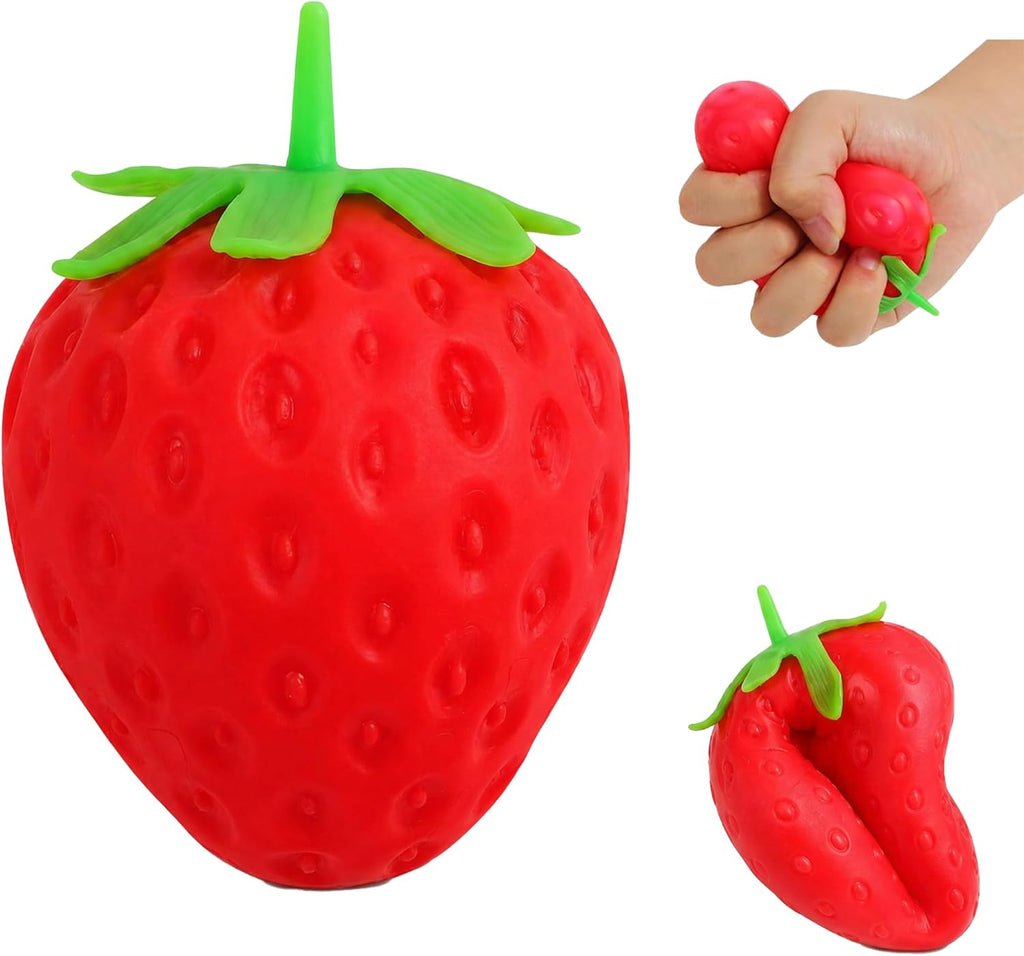 Realistic Strawberry Squeezable Toy, Slow Rise Fruit Ball for Adults, Party Favor Stress Relief & Pressure Release Toy