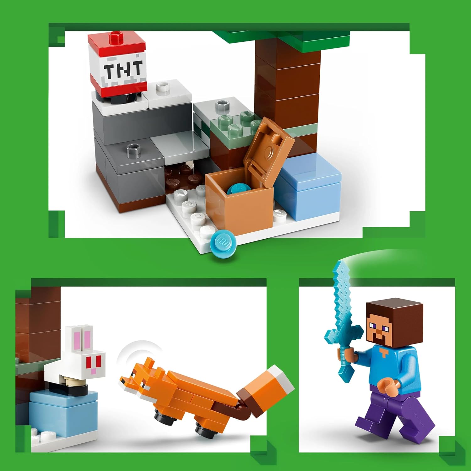 LEGO Minecraft Steve's Taiga Adventure 21583 | Building Toy, Steve Minifigure plus Creeper, Fox & Baby Bunny Figures, Gift for 6+ Year Old Boys & Girls, 79 Pieces