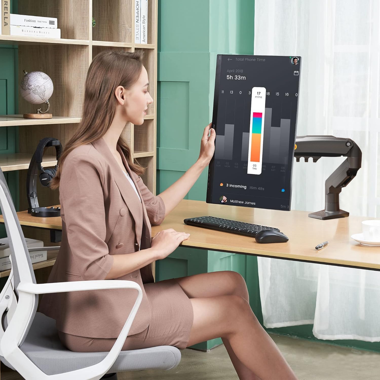 NB North Bayou Monitor Desk Mount Stand Full Motion Swivel Monitor Arm with Gas Spring for 17-30''Monitors(Within 4.4lbs to 19.8lbs) Computer Monitor Stand F80