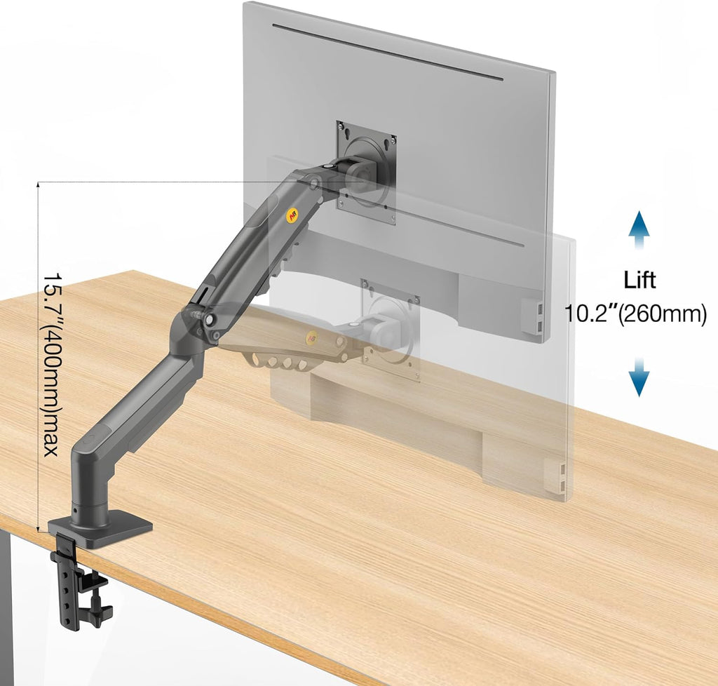 NB North Bayou Monitor Desk Mount Stand Full Motion Swivel Monitor Arm with Gas Spring for 17-30''Monitors(Within 4.4lbs to 19.8lbs) Computer Monitor Stand F80