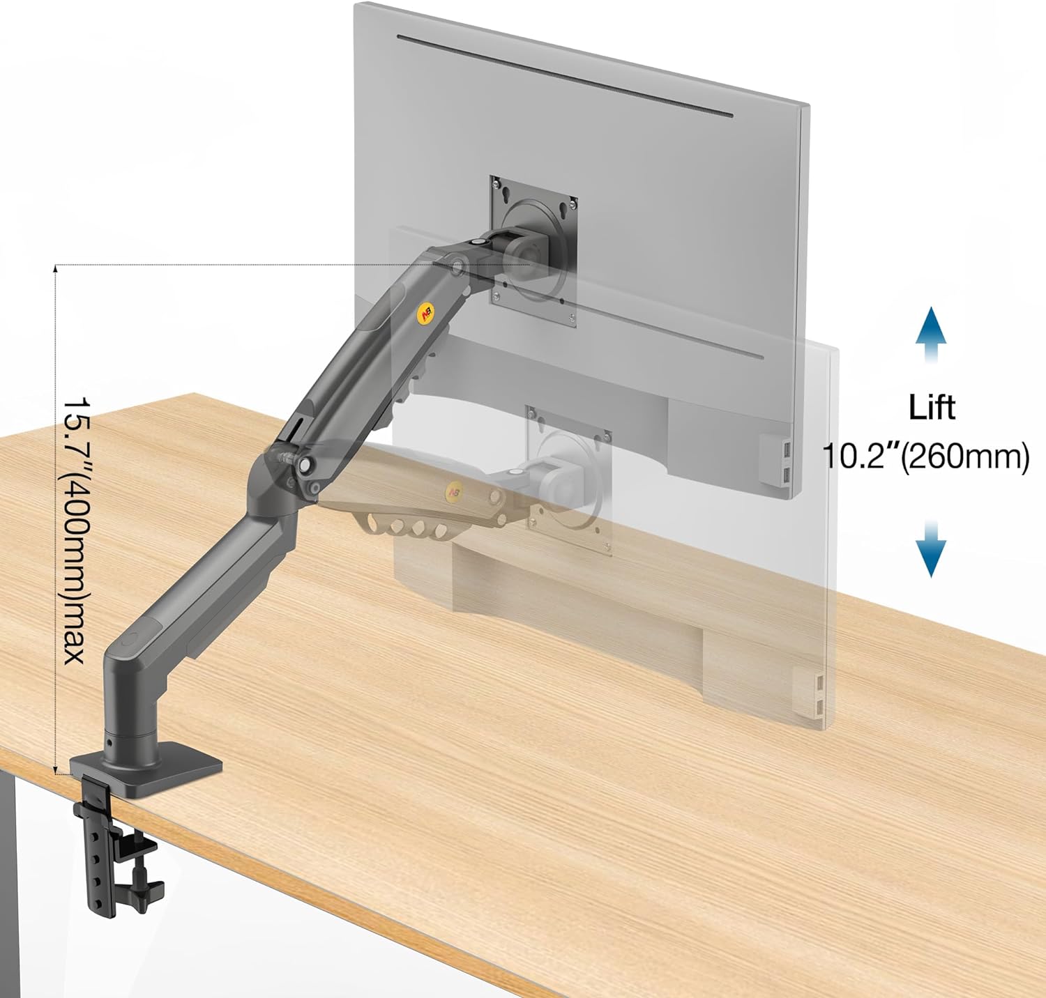 NB North Bayou Monitor Desk Mount Stand Full Motion Swivel Monitor Arm with Gas Spring for 17-30''Monitors(Within 4.4lbs to 19.8lbs) Computer Monitor Stand F80