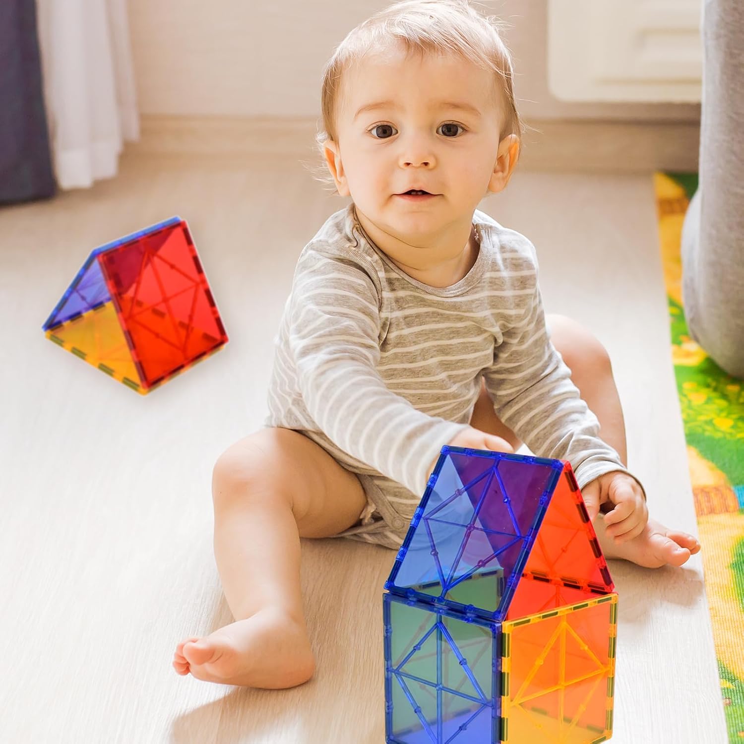 Gemmicc Magnetic Tiles Building Blocks, Magnet Toys for Kids, STEM Approved Educational Toys,3D Magnet Puzzles Stacking Blocks for Boys Girls,63 PCS Classic Set