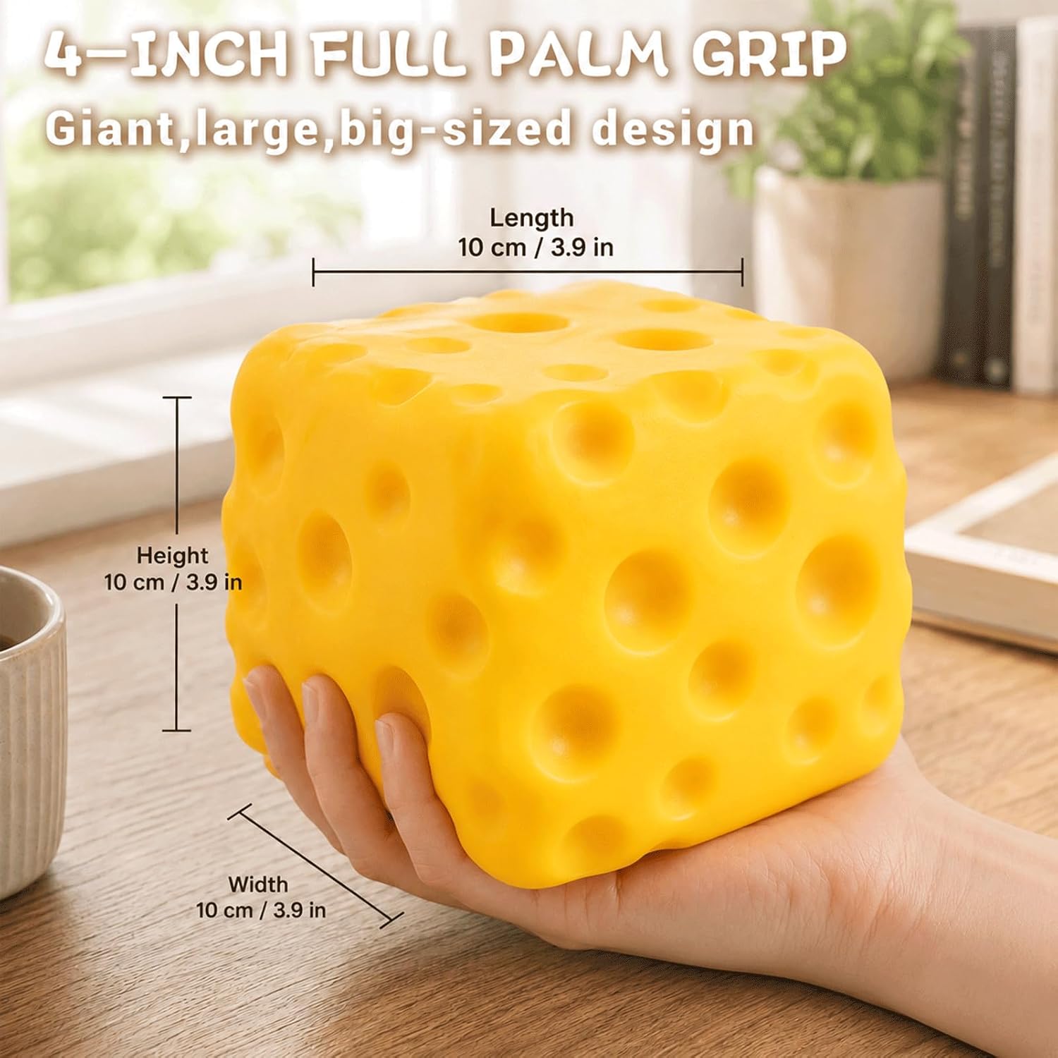 Big Cheese Squishy Cheese Stress Ball, Big Fidgets Sensory for Adults, Simulation Cheese, Food Shape for Anxiety Relief