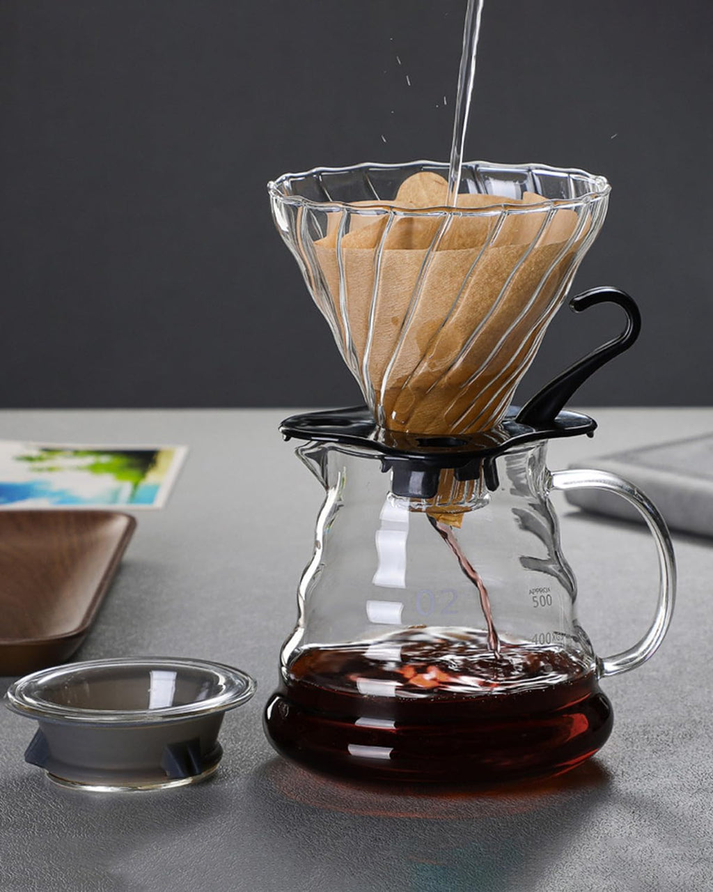 HJB VISSO Coffee Maker Set, 10 Pack V60 Pour Over Drip Coffee Set, Coffee Serving Sets, Travel Coffee Kit with Coffee Grinder, Server, Kettle, Filter, Scale & Glass Drip Funnle, Set-All in Gift Bag
