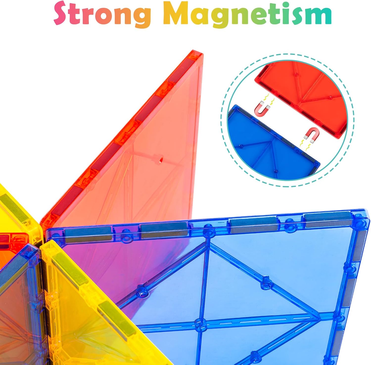 Gemmicc Magnetic Tiles Building Blocks, Magnet Toys for Kids, STEM Approved Educational Toys,3D Magnet Puzzles Stacking Blocks for Boys Girls,63 PCS Classic Set