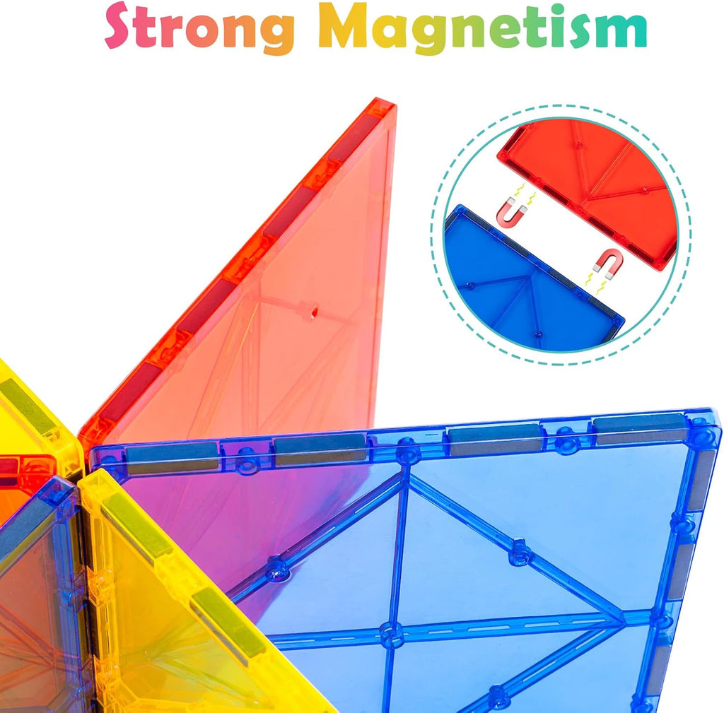 Gemmicc Magnetic Tiles Building Blocks, Magnet Toys for Kids, STEM Approved Educational Toys,3D Magnet Puzzles Stacking Blocks for Boys Girls,63 PCS Classic Set