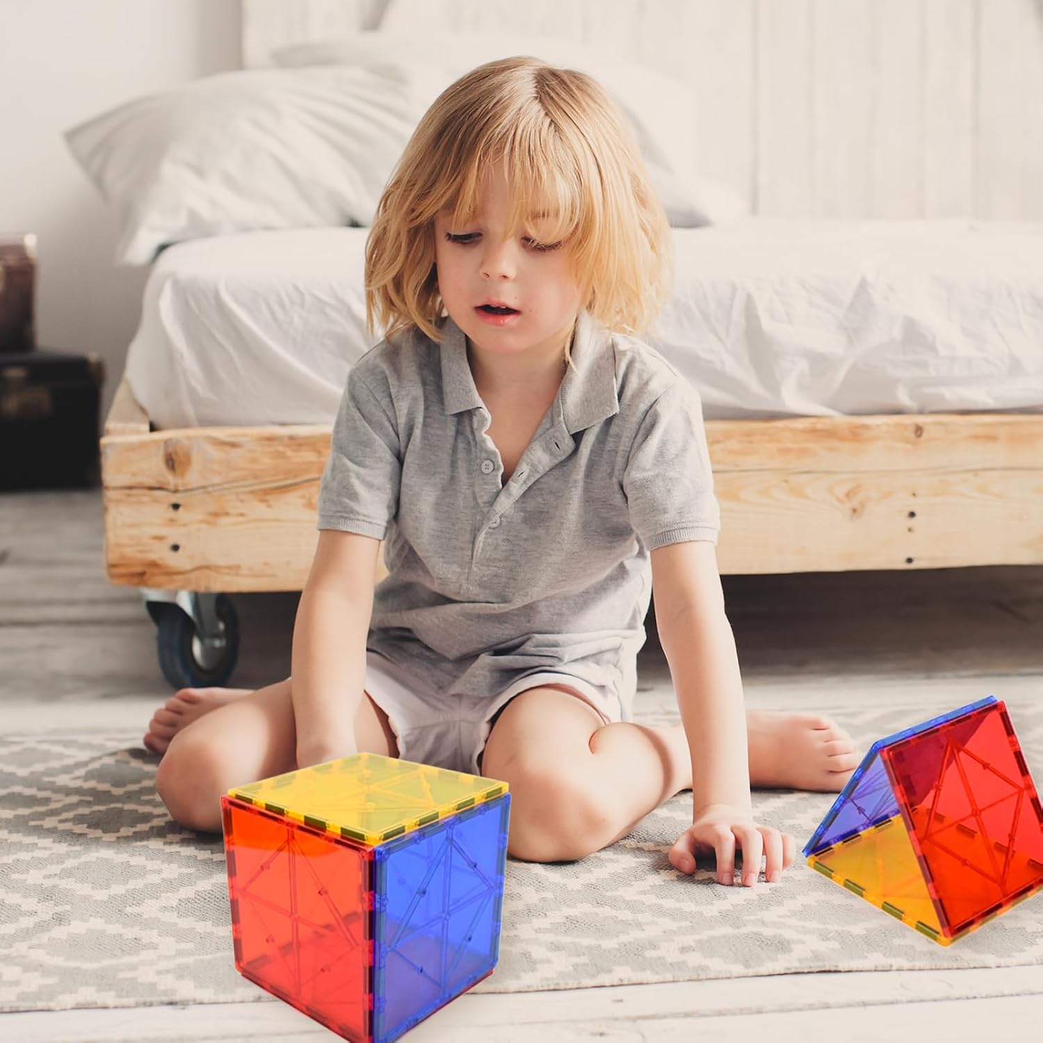 Gemmicc Magnetic Tiles Building Blocks, Magnet Toys for Kids, STEM Approved Educational Toys,3D Magnet Puzzles Stacking Blocks for Boys Girls,63 PCS Classic Set