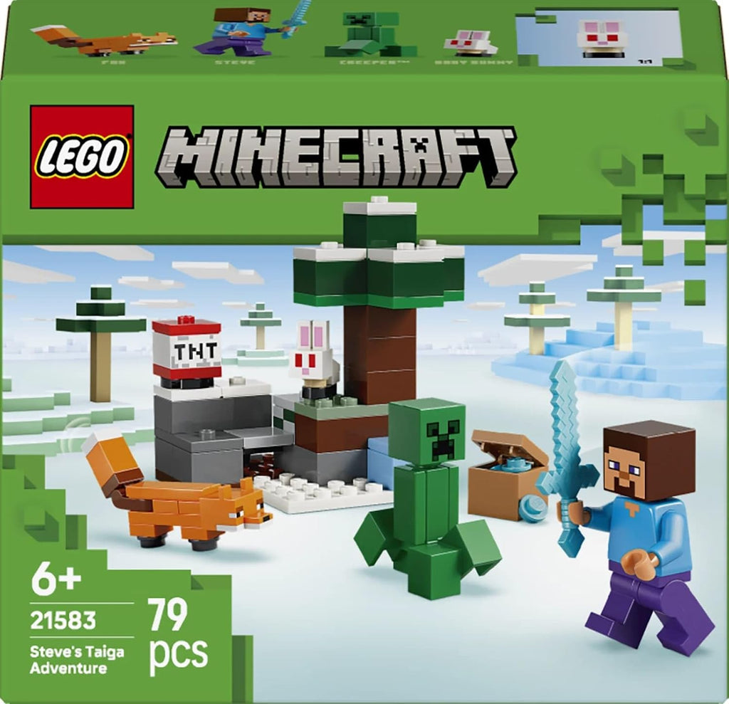 LEGO Minecraft Steve's Taiga Adventure 21583 | Building Toy, Steve Minifigure plus Creeper, Fox & Baby Bunny Figures, Gift for 6+ Year Old Boys & Girls, 79 Pieces