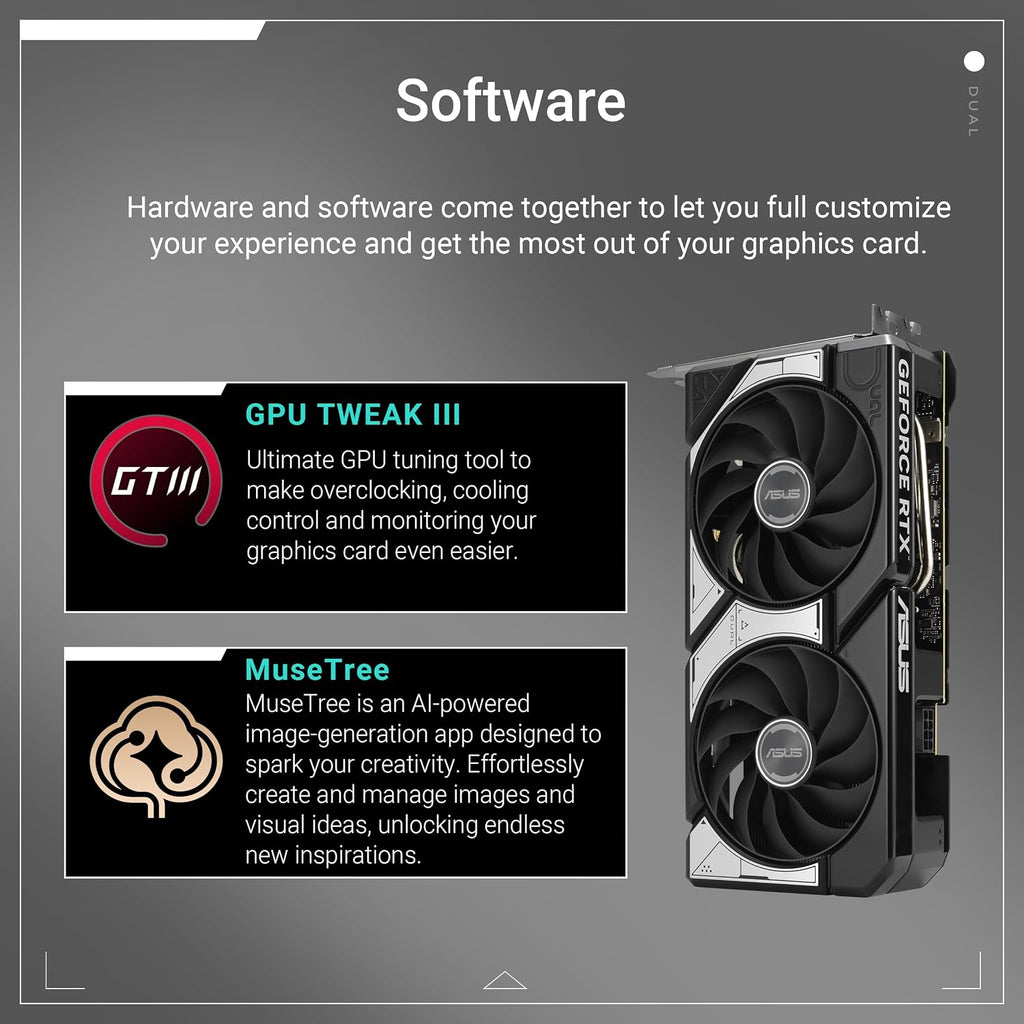 ASUS DUAL RTX5060 O8G NVIDIA GEFORCE RTX 5060 8GB GDDR7 128bit OC HDMI 3xDP DLSS3 SCREEN CARD
