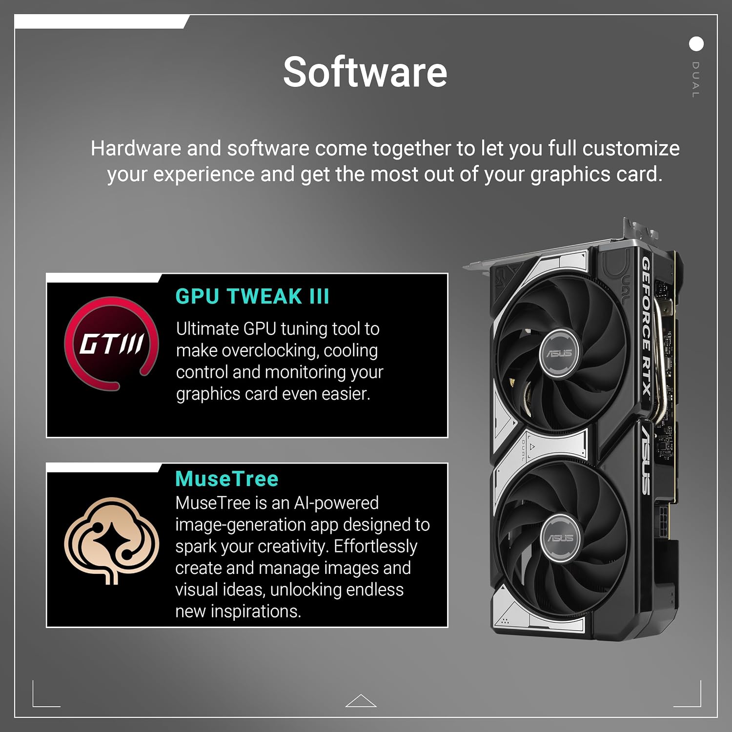 ASUS DUAL RTX5060 O8G NVIDIA GEFORCE RTX 5060 8GB GDDR7 128bit OC HDMI 3xDP DLSS3 SCREEN CARD