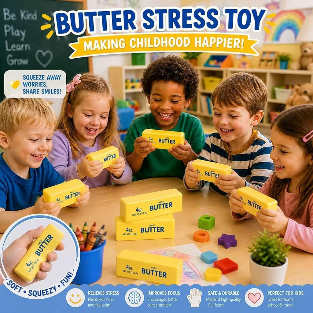 Butter Squishy, 2026 Newest Slow Rising Soft Squeeze Toy, Realistic Food Sensory Fidget Toy for Stress & Anxiety Relief, Desk Decor, Party Favors & Birthday Gifts, 2 Pack (Pink&Yellow)