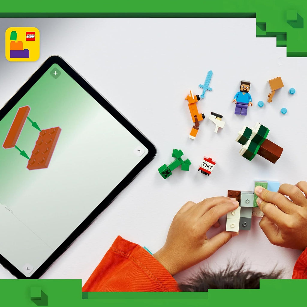 LEGO Minecraft Steve's Taiga Adventure 21583 | Building Toy, Steve Minifigure plus Creeper, Fox & Baby Bunny Figures, Gift for 6+ Year Old Boys & Girls, 79 Pieces