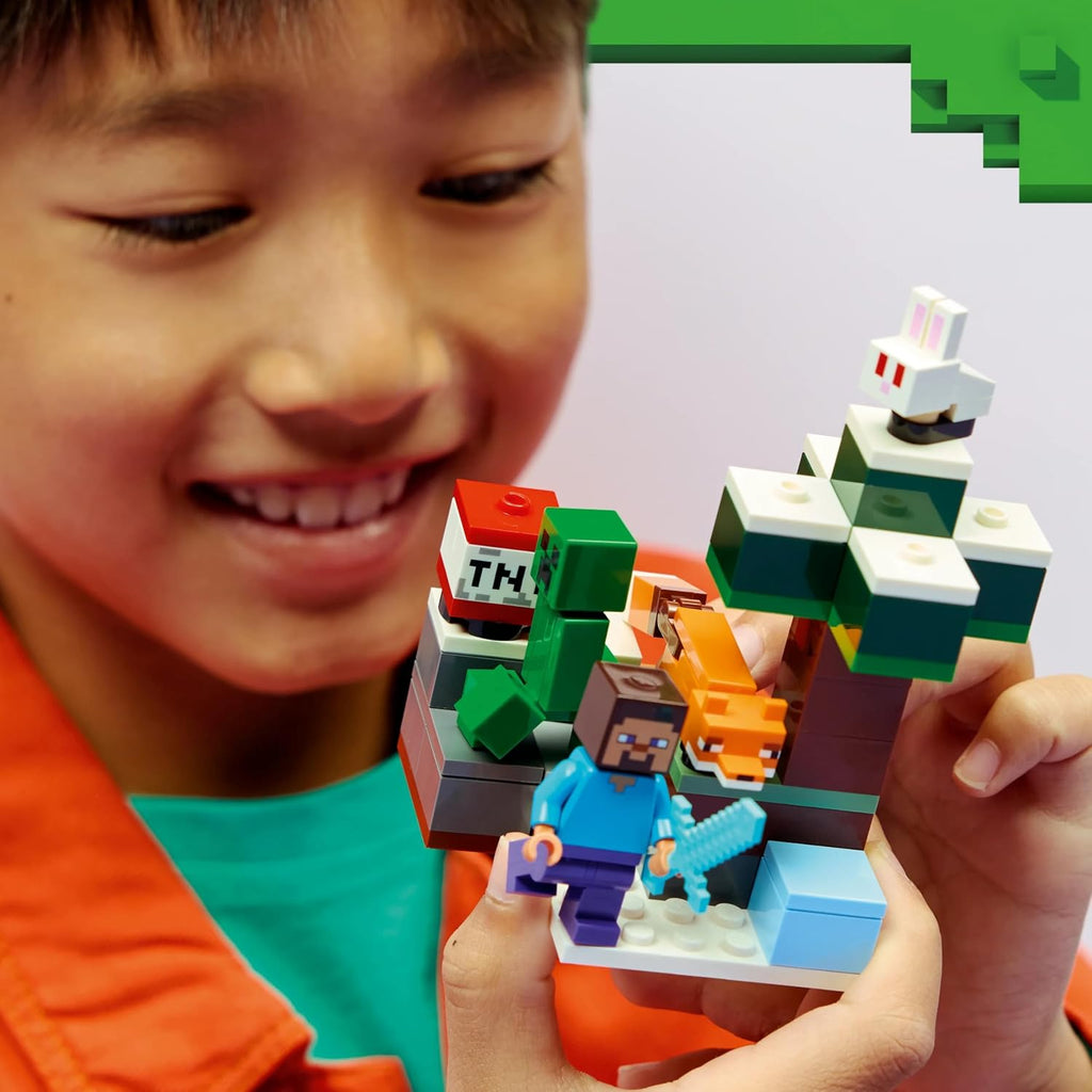 LEGO Minecraft Steve's Taiga Adventure 21583 | Building Toy, Steve Minifigure plus Creeper, Fox & Baby Bunny Figures, Gift for 6+ Year Old Boys & Girls, 79 Pieces