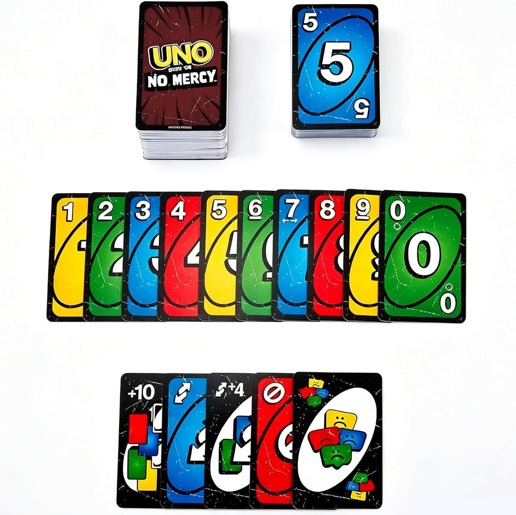 ALMEKAQUZ UNO No Mercy, 168 Cards, Family Game Night, Ages 6+
