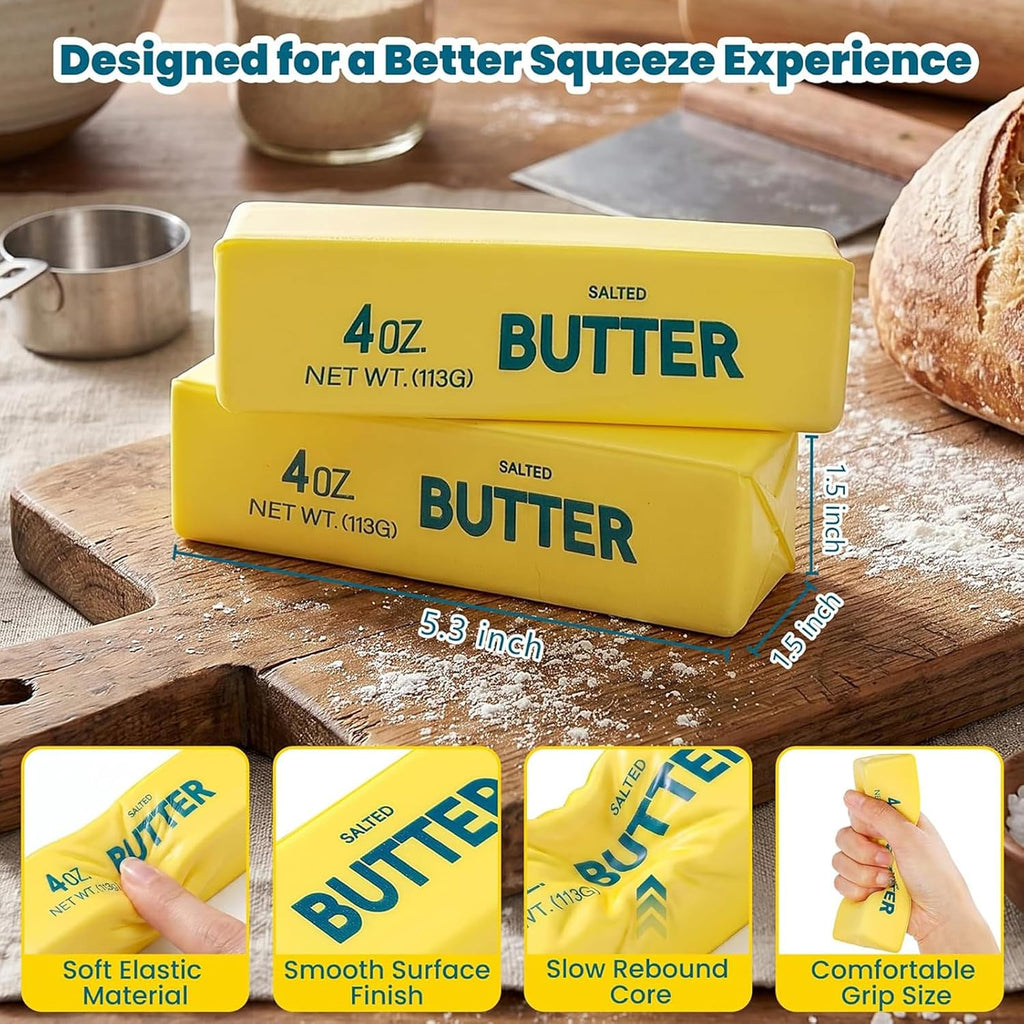 Butter Squishy, 2026 Newest Slow Rising Soft Squeeze Toy, Realistic Food Sensory Fidget Toy for Stress & Anxiety Relief, Desk Decor, Party Favors & Birthday Gifts, 2 Pack (Pink&Yellow)